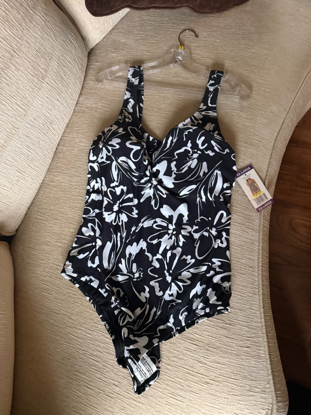 Hurley Black & White Floral One-Piece Swimsuit